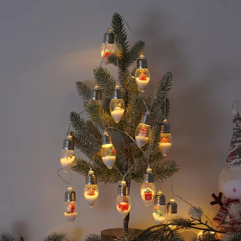 Christmas Decoration Lights String Led Lights Santa Claus Snowman Room Dress up Small Colorful Lights New Year 2024 Home Decor