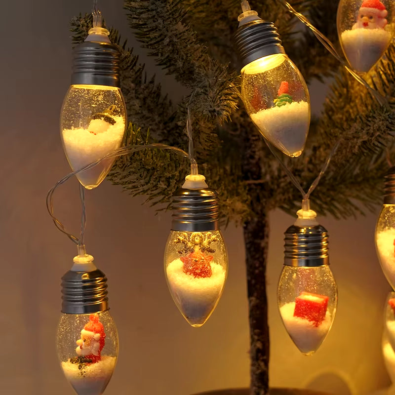 Christmas Decoration Lights String Led Lights Santa Claus Snowman Room Dress up Small Colorful Lights New Year 2024 Home Decor