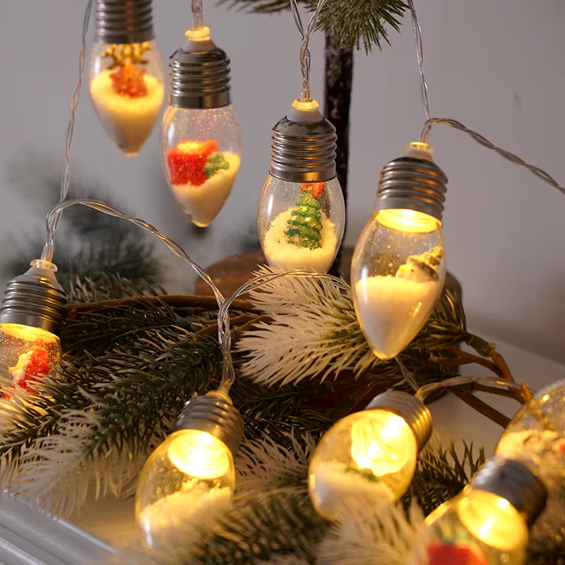 Christmas Decoration Lights String Led Lights Santa Claus Snowman Room Dress up Small Colorful Lights New Year 2024 Home Decor