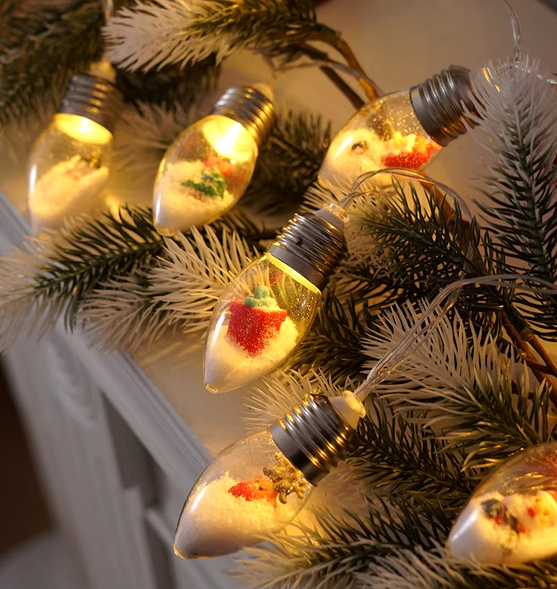 Christmas Decoration Lights String Led Lights Santa Claus Snowman Room Dress up Small Colorful Lights New Year 2024 Home Decor