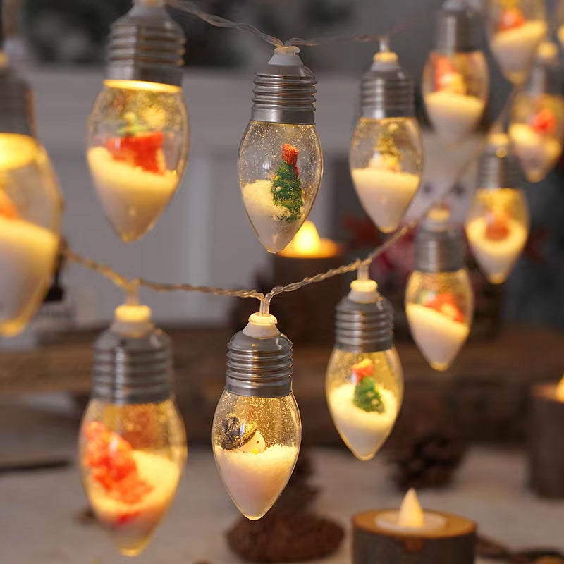 Christmas Decoration Lights String Led Lights Santa Claus Snowman Room Dress up Small Colorful Lights New Year 2024 Home Decor