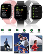 Smart Fitness Tracker Watch for Android/Ios - IP68, Heart Rate/Blood Oxygen/Sleep Monitoring, 8 Sports Modes, Breath Training, Weather Updates - 1.69-Inch Display for Men and Women (Rose Gold)